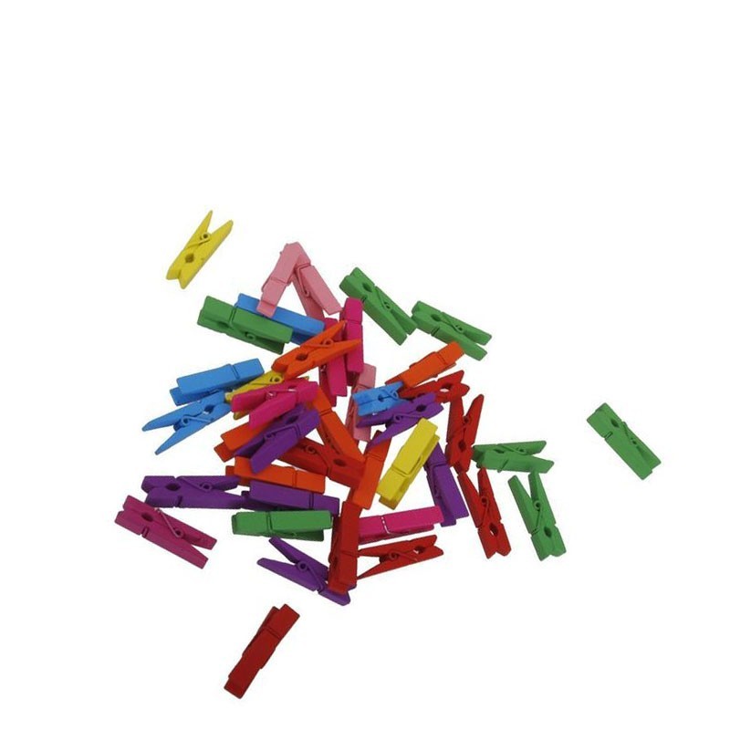 Mini Wooden Pegs MULTICOLOR, 50pcs - Cocktail Garnish