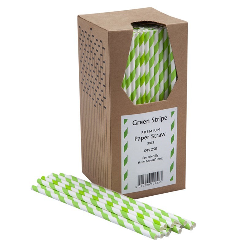 Paper Straws (ECO Friendly) with Red and White Stripes, 250pcs