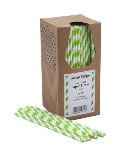 Paper Straws (ECO Friendly) with Red and White Stripes, 250pcs