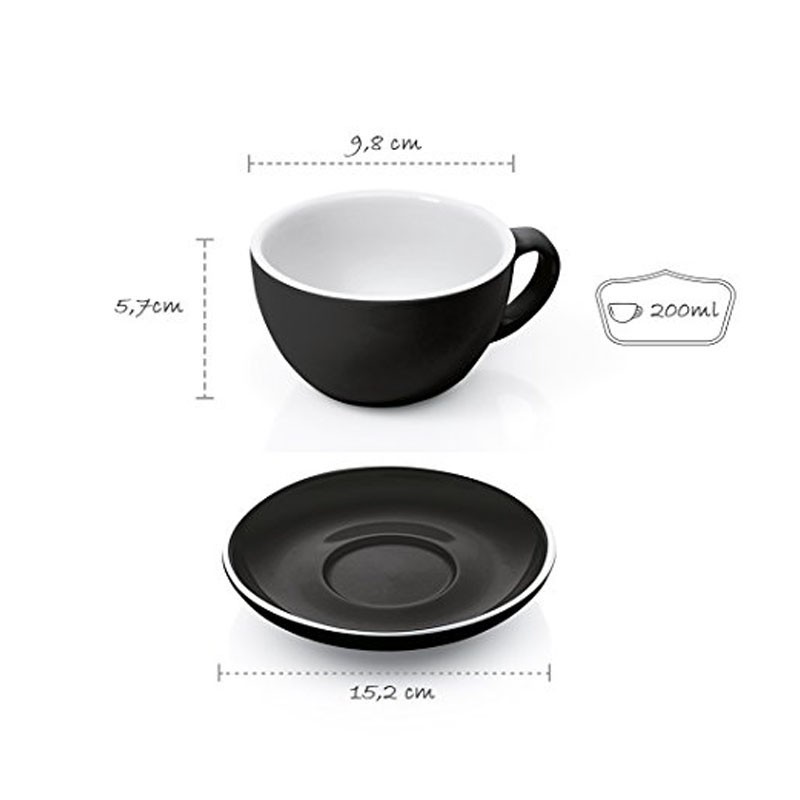 CAPPUCCINO Set (Cup&Saucer) [BARISTA LINE] BLACK Porcelain