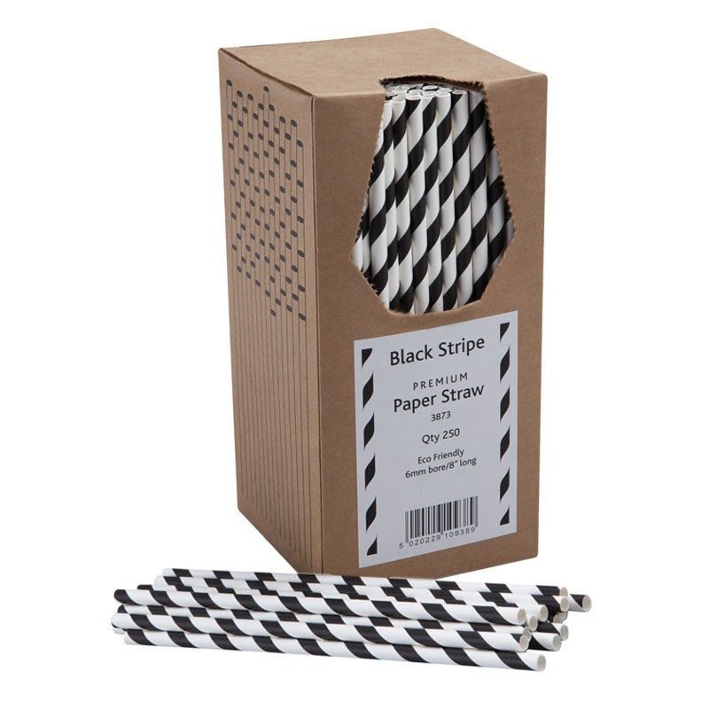 Paper Straws (250pcs Set!) with Black and White Stripes