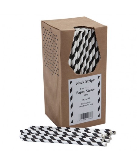 Paper Straws (250pcs Set!) with Black and White Stripes