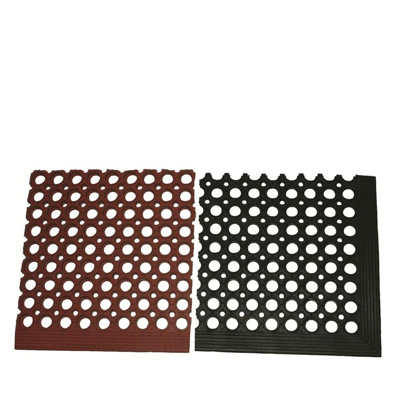 Floor Mat - Black & Red Rubber, 152 .5 * 92 .5cm