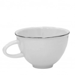 Kávés Csésze - FEHÉR porcelán, Platina Csíkkal, 150ml