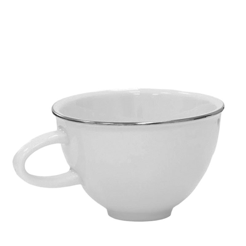 COFFEE Cup - White Porcelain, with PLATINUM Edge, 150ml