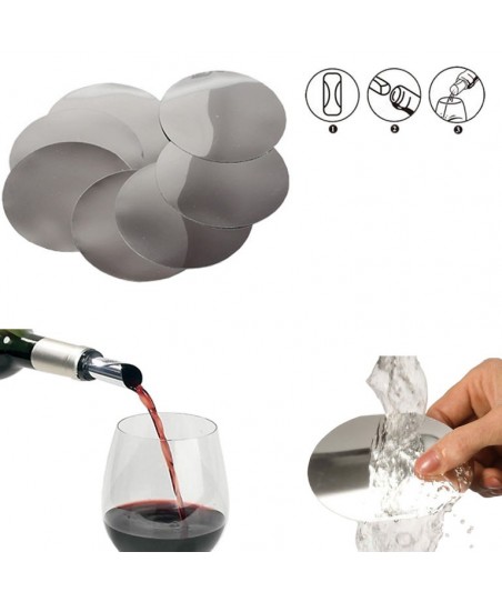 DROP STOP for Wine (Set of 6 pcs.) – Anti-Drip Aluminum Pouring Disc