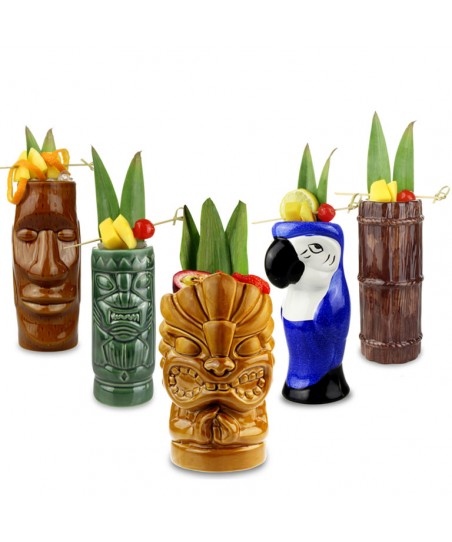 TIKI mug - LUAU Party Pack (Ceramic) 5pcs/ Set