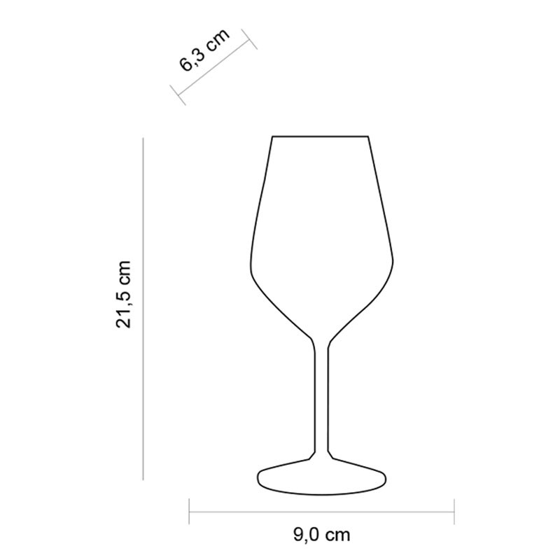 TRITAN (Polycarbonate) Wine glass (Dimensions) 470ml
