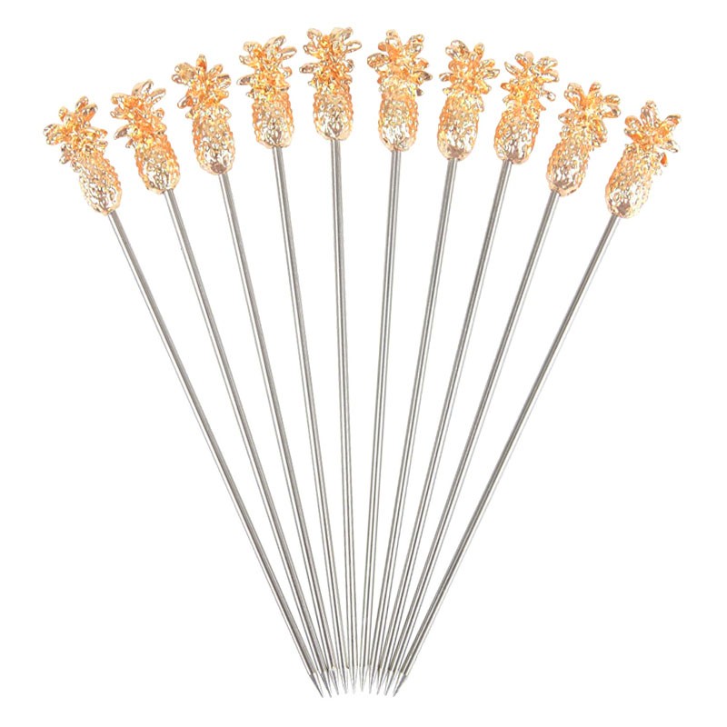 PINEAPPLE Garnish Pick (10pcs Set!) GOLD Plated, Reusable