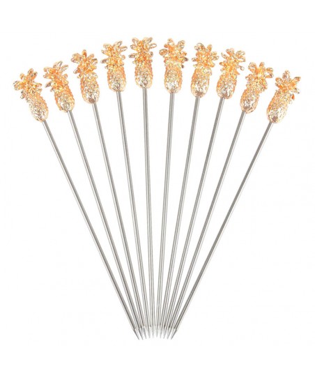 PINEAPPLE Garnish Pick (10pcs Set!) GOLD Plated, Reusable