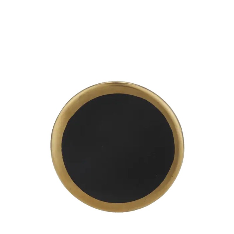 Round BLACK Coaster with GOLD plated RING - ROYAL DOUBLE