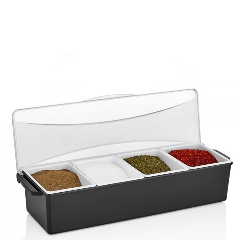 Spice Dispenser / Fruit Organizer - 4 Compartments with Lid