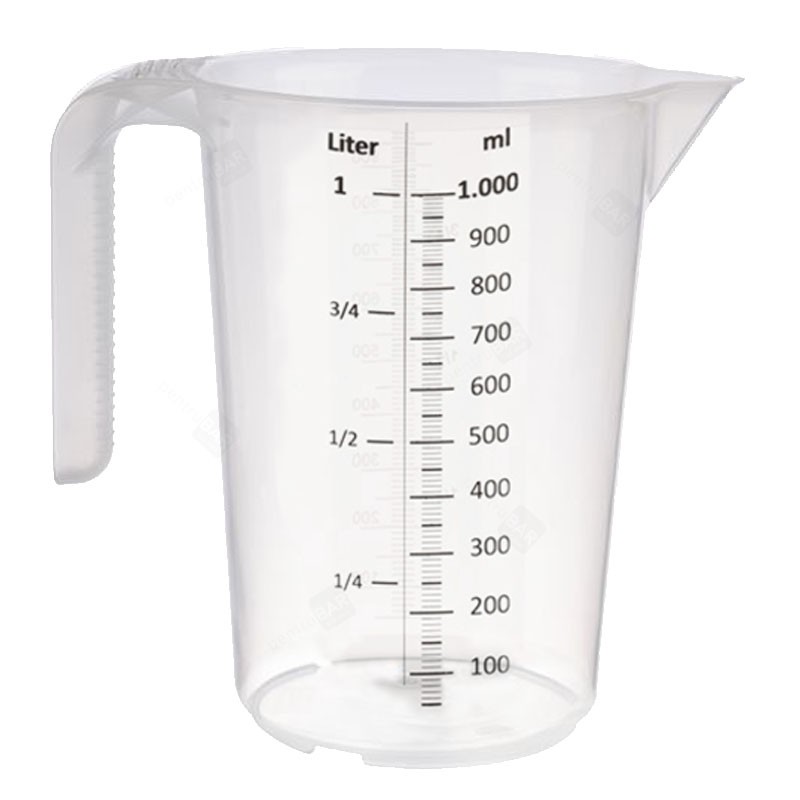 GRADUATED Carafe (Plastic) BPA FREE - for Volume Measuring 1L