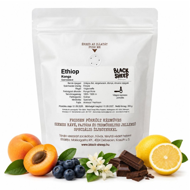 ETIÓPIA KONGA [BLACK SHEEP] Szemes Kávé 200g